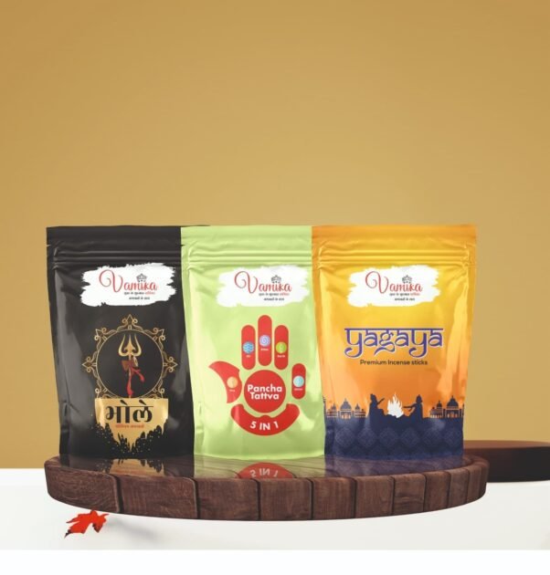 Vamika Mix Incense Sticks | Family Zipper | Pack of 3 | Yagaya, Pancha Tattva, Bhole